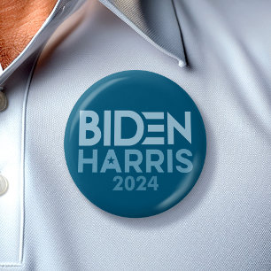 Bóton Redondo 5.08cm Joe Biden Kamala Harris 2024 azul branco
