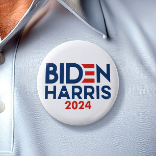 Bóton Redondo 5.08cm Joe Biden Kamala Harris 2024 Azul branco vermelho