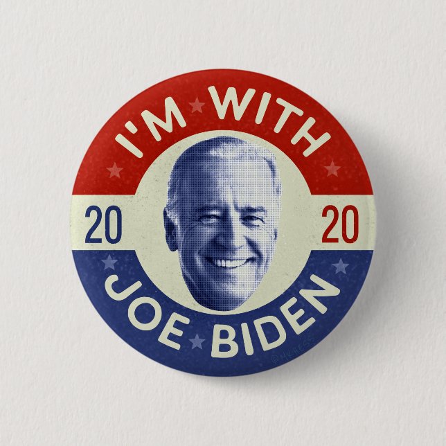 Bóton Redondo 5.08cm Joe Biden para Presidente 2020 Foto Retro Democrat (Frente)
