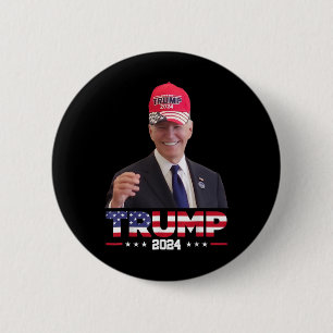 Bóton Redondo 5.08cm Joe Biden Vestindo Um Chapéu De Trump 1