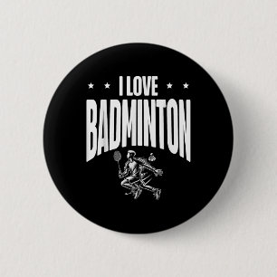 Bóton Redondo 5.08cm Jogador de Badminton Engraçado Design de Amor de P