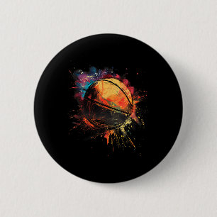 Bóton Redondo 5.08cm Jogador de Basquetebol com Aquarela