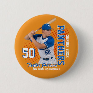 Bóton Redondo 5.08cm Jogador de Beisebol Sênior Foto Personalizada Espo