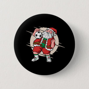 Bóton Redondo 5.08cm Jogador de Futebol do Papai Noel Design de Natal