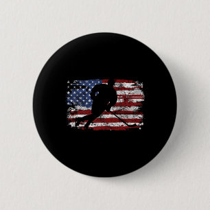 Bóton Redondo 5.08cm Jogador de Hóquei no Gelo EUA Bandeira Americana P