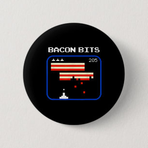 Bóton Redondo 5.08cm Jogador de Jogo de Vídeo de 8 bits Bacon Nerd Geek