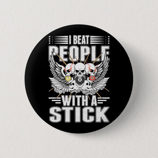 Bóton Redondo 5.08cm Jogador de Piscina do Sarcastic Billiard Snooker C (Frente)