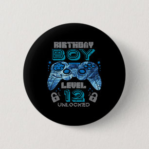 Bóton Redondo 5.08cm Jogos de vídeo desbloqueados do nível 12 Birthday