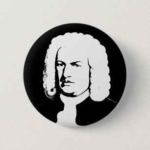Bóton Redondo 5.08cm Johann Sebastian Bach abstrakt em Schwarz und weiß