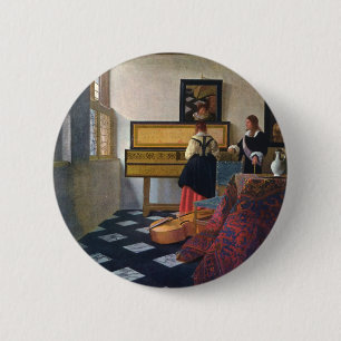 Bóton Redondo 5.08cm Johannes Vermeer's The Music Lesson (cerca de 1663