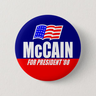 Bóton Redondo 5.08cm John McCain para o presidente 08 botão