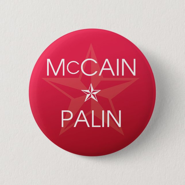 Bóton Redondo 5.08cm John McCain * Sarah Palin 2008 (Frente)