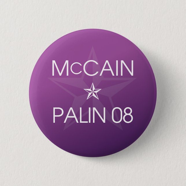 Bóton Redondo 5.08cm John McCain * Sarah Palin 2008 (Frente)