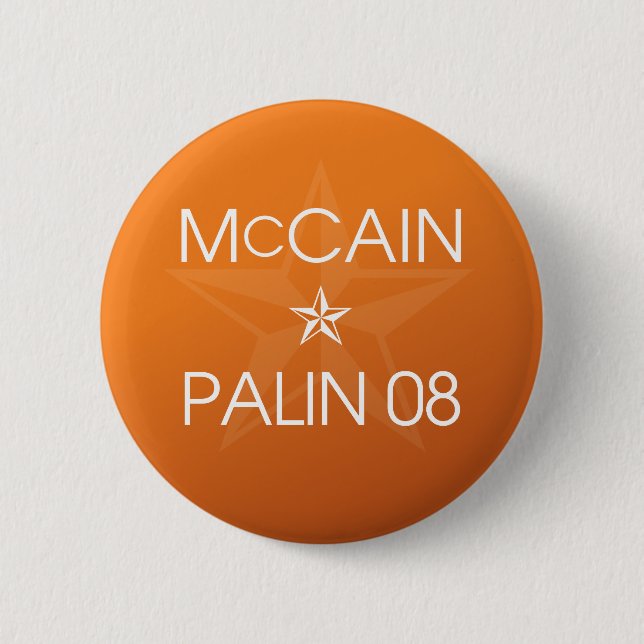 Bóton Redondo 5.08cm John McCain * Sarah Palin 2008 (Frente)
