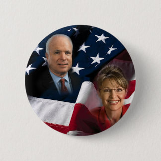 Bóton Redondo 5.08cm John McCain & Sarah Palin, 2008 eleições