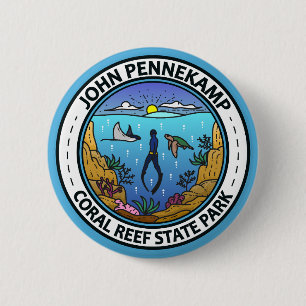 Bóton Redondo 5.08cm John Pennekamp Coral Reef State Park Viagem Art