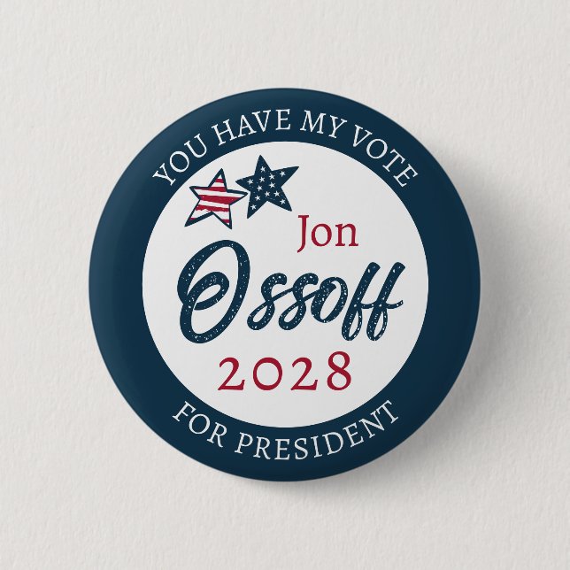Bóton Redondo 5.08cm Jon Ossoff para Presidente 2028  (Frente)