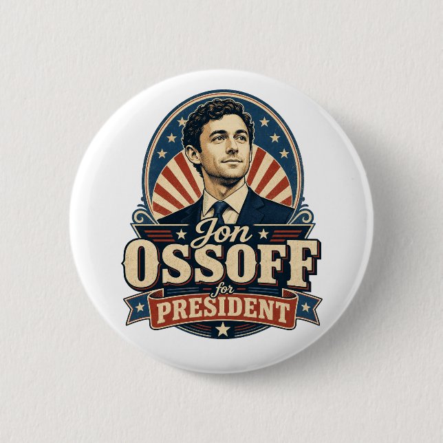 Bóton Redondo 5.08cm Jon Ossoff | Para Presidente | Político (Frente)