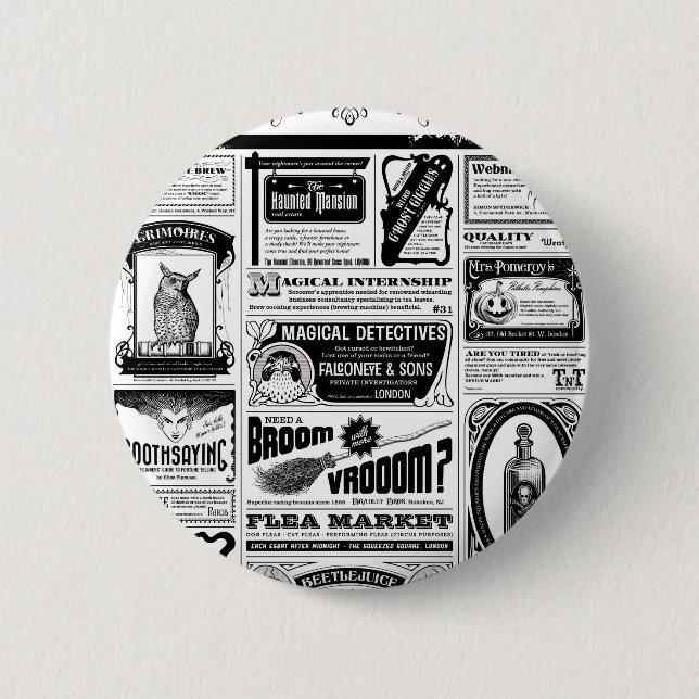 Bóton Redondo 5.08cm jornal assustador (Frente)