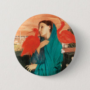 Bóton Redondo 5.08cm Jovem mulher com Ibis Fine Art por Edgar Degas