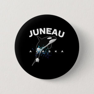 Bóton Redondo 5.08cm Juneau Alasca Observação de Orca Baleia Assassina 