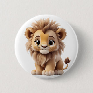 Bóton Redondo 5.08cm Jungle Adorable Lion Cub Sitting Portrait 