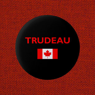 Bóton Redondo 5.08cm Justin Trudeau Canadá Flag Dark