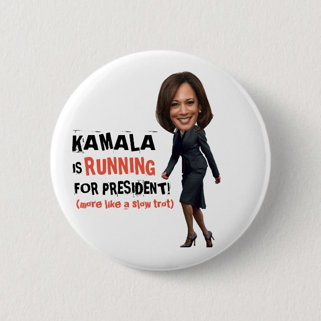 Bóton Redondo 5.08cm Kamala está funcionando para o presidente (Frente)