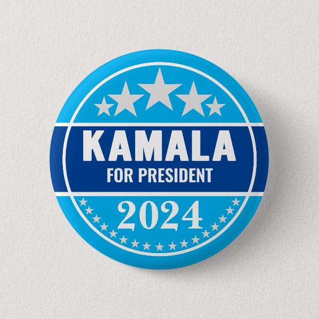 Bóton Redondo 5.08cm Kamala Harris 2024 para o Presidente Button (Frente)