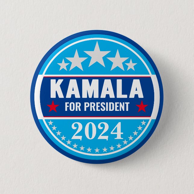 Bóton Redondo 5.08cm Kamala Harris 2024 para o Presidente Button (Frente)