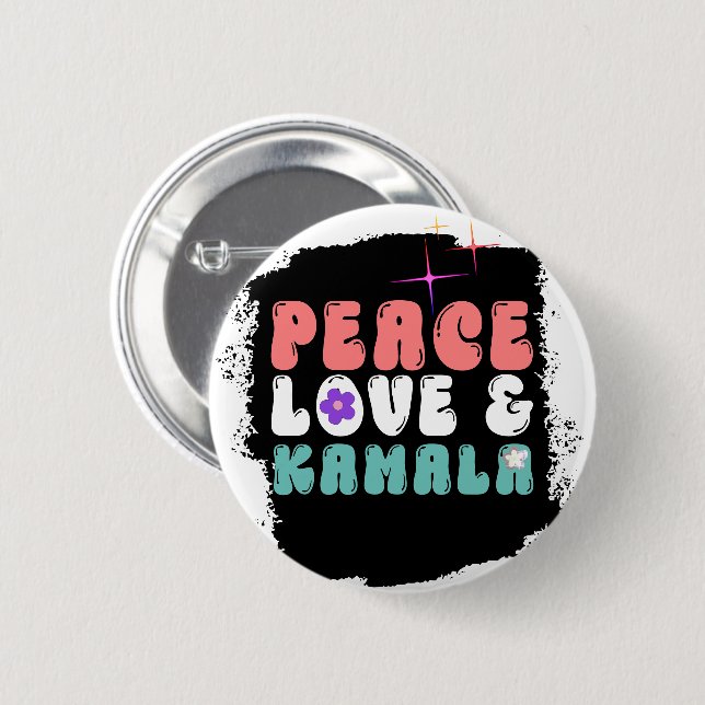 Bóton Redondo 5.08cm Kamala Harris 2024 para o Presidente Groovy Button (Frente & Verso)