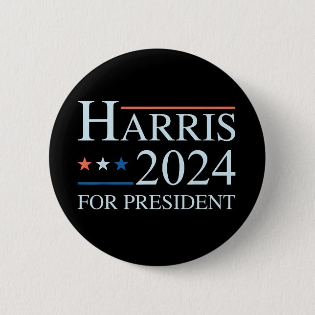 Bóton Redondo 5.08cm Kamala Harris 2024 Para Presidente (Frente)