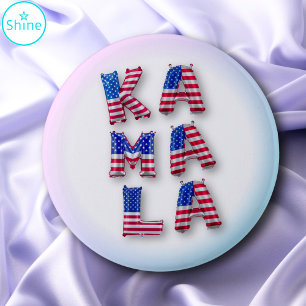 Bóton Redondo 5.08cm Kamala Harris American Flag Balloon Alphabets Cute