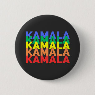 Bóton Redondo 5.08cm Kamala Harris - Botão Arco-Íris
