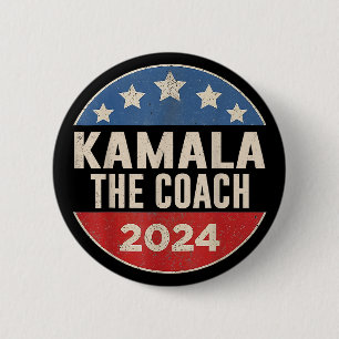 Bóton Redondo 5.08cm Kamala Harris E O Treinador