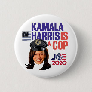 Bóton Redondo 5.08cm Kamala Harris é policial
