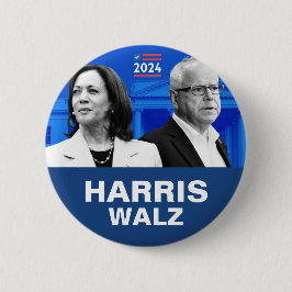 Bóton Redondo 5.08cm Kamala Harris e Tim Walz 2024