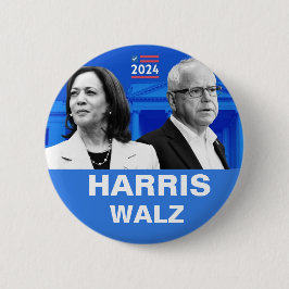 Bóton Redondo 5.08cm Kamala Harris e Tim Walz 2024