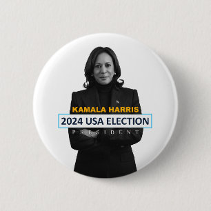 Bóton Redondo 5.08cm Kamala Harris EUA 2024 Presidente Eleitoral