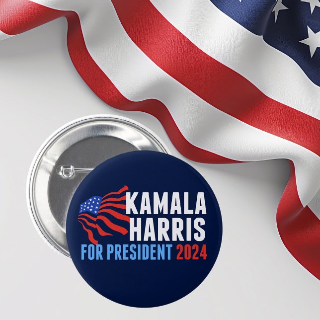 Bóton Redondo 5.08cm Kamala Harris for President 2024 Dark Blue (Criador carregado)