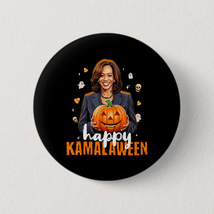 Bóton Redondo 5.08cm Kamala Harris Halloween Happy Kamalaentre Pumpkin