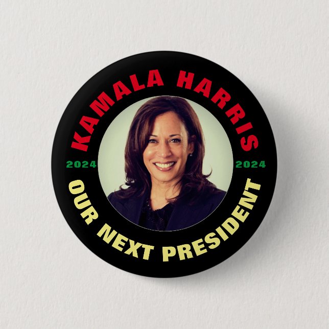 Bóton Redondo 5.08cm Kamala Harris Nosso Próximo Presidente (Frente)