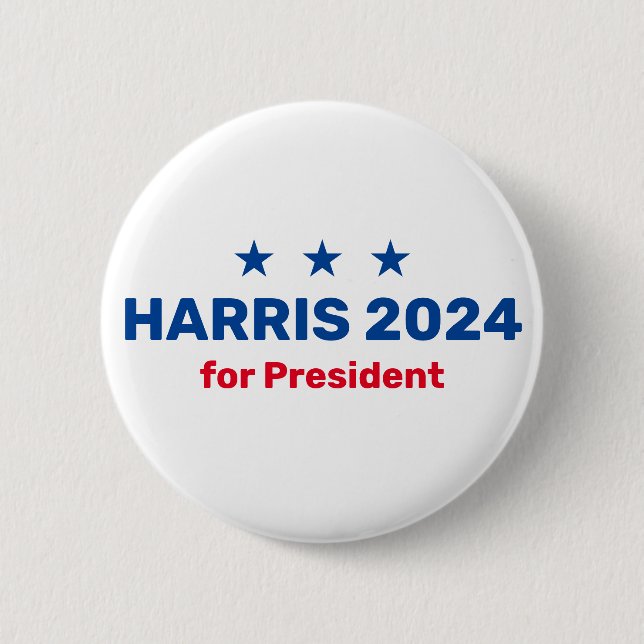 Bóton Redondo 5.08cm Kamala Harris Para O Presidente 2024 (Frente)