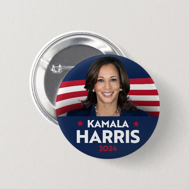 Bóton Redondo 5.08cm Kamala Harris para o Presidente 2024 (Frente & Verso)