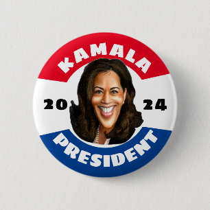 Bóton Redondo 5.08cm Kamala Harris para o Presidente 2024