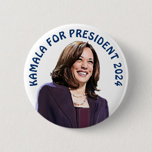 Bóton Redondo 5.08cm Kamala Harris para o Presidente 2024