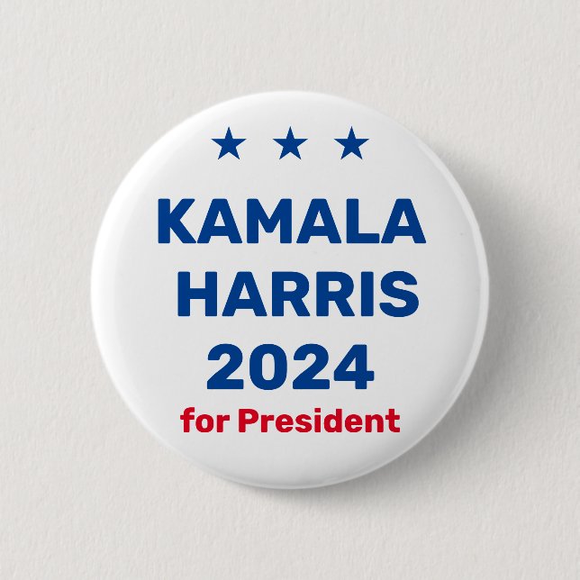 Bóton Redondo 5.08cm Kamala Harris Para O Presidente 2024 (Frente)