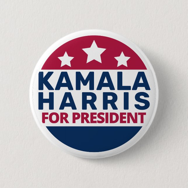 Bóton Redondo 5.08cm Kamala Harris Para O Presidente 2024 (Frente)
