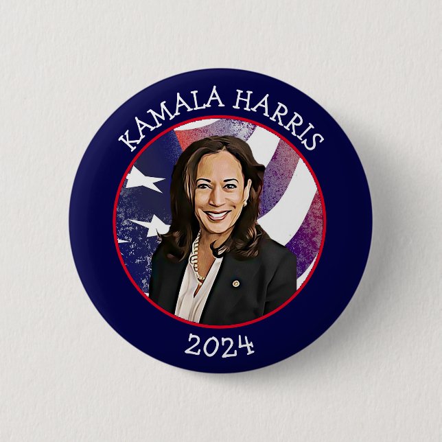 Bóton Redondo 5.08cm Kamala Harris para o Presidente 2024 (Frente)