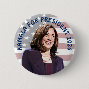 Bóton Redondo 5.08cm Kamala Harris para o Presidente 2024 Vote Kamala